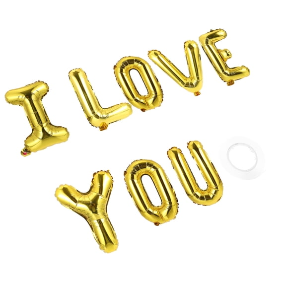 KONTONTY 1Set I Love You Balloon Decoration Golden Foil Material for Wedding Anniversary