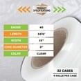 thumbnail image 5 of PSBM Cast Hand Pre-Stretch Wrap 15" x 1476 Feet 128 Rolls 40 Gauge Plastic Clear Shrink Film for Moving Packing, 5 of 8