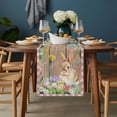 thumbnail image 2 of Happy Easter Bunny Table Runner - 36 Inch Long, Kitchen Dining Table Runner Dresser Scarves, Spring Floral Wooden Pink Plaid Farmhouse Decor for Coffee Tables Wedding Party Banquet, 2 of 8