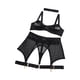 thumbnail image 2 of Conjunto de lencería sensual para mujer, de malla de poliéster y barra para San Valentín. Negro S, 2 of 9
