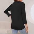 thumbnail image 5 of Lumtrix Women'S V Neck 3/4 Sleeve Tops Quarter Zip Collared Shirts Summer Tees Dressy Casual Top Black XL, 5 of 7