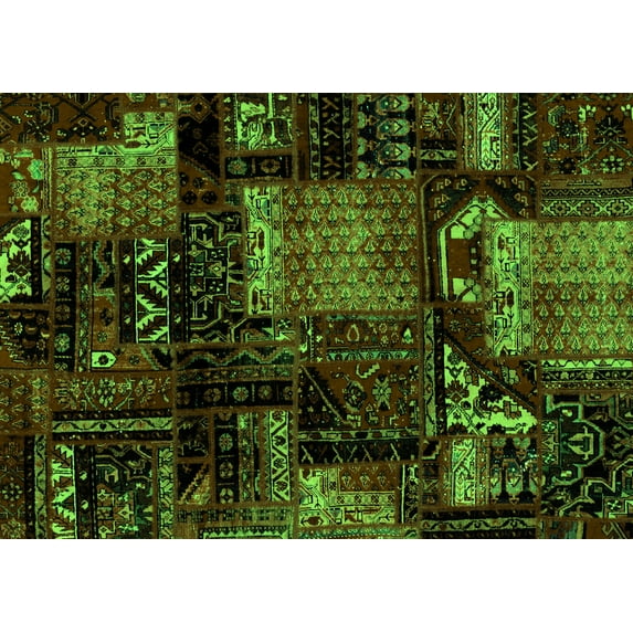 Ahgly Company Indoor Rectangle Patchwork Green Transitional Area Rugs, 5' x 8'