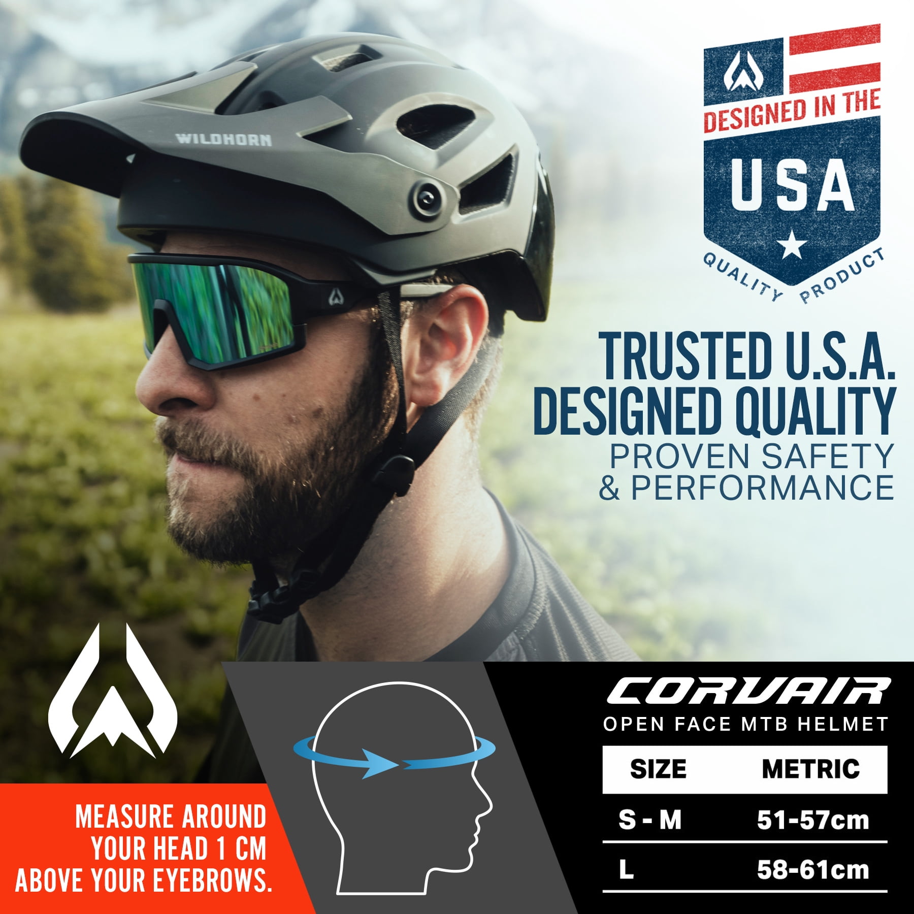 Wildhorn Corvair Mountain Bike Helmet, Large / XL, Black