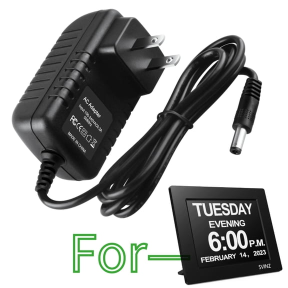 K-MAINS AC/DC Adapter Charger Compatible With Svinz Memory Loss Digital Day Clock Power Cord