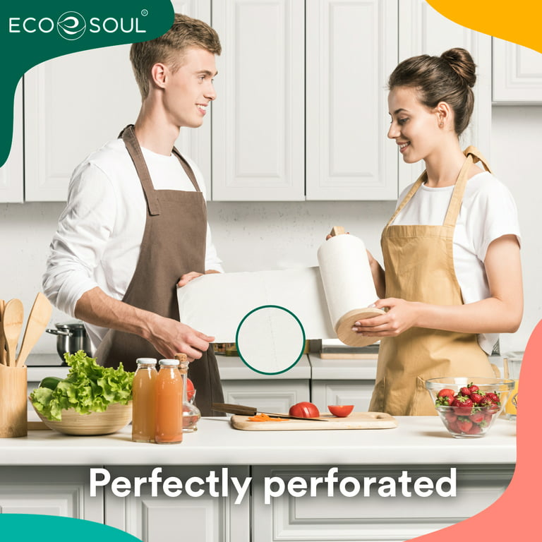 ECO SOUL 100% Bamboo Kitchen Paper Towel Set of 12 Rolls | 1800 sheets, 150  sheets per roll | 2 Ply Ultra Absorbent, Eco-friendly, Sustainable, Soft