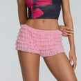 thumbnail image 4 of Tittly Lounge Shorts Women Flowy Shorts for Women Women Lolita Cute Ruffle Lace Trim Pumpkin Pants Boy Shorts Layered Bottoms Fairy Sweet Pettipants Shorts for Women Womens Shorts Pink M, 4 of 8