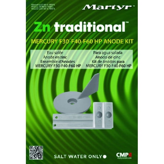 Martyr Zinc Anode Kit For Mercury F30-F40-F60HP Engines