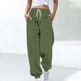 thumbnail image 2 of DHFJKG Casual Joggers Sweatpants Womens Solid Color Ribbed High Rise Loose Fit Elastic Drawstring Ankle-Tied Pants Sportswear Classic Trousers, 2 of 6