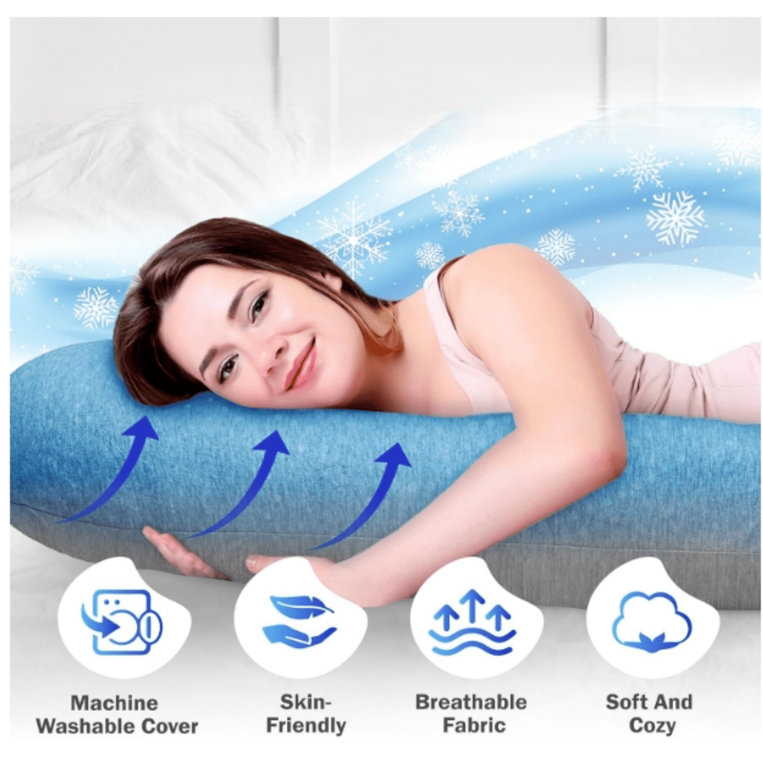 Cooling Pregnancy Pillows for Sleeping – 57-Inch Maternity Pillow for Pregnant Women with Removable Washable Cover – Support for Back, Belly, Neck, Legs,