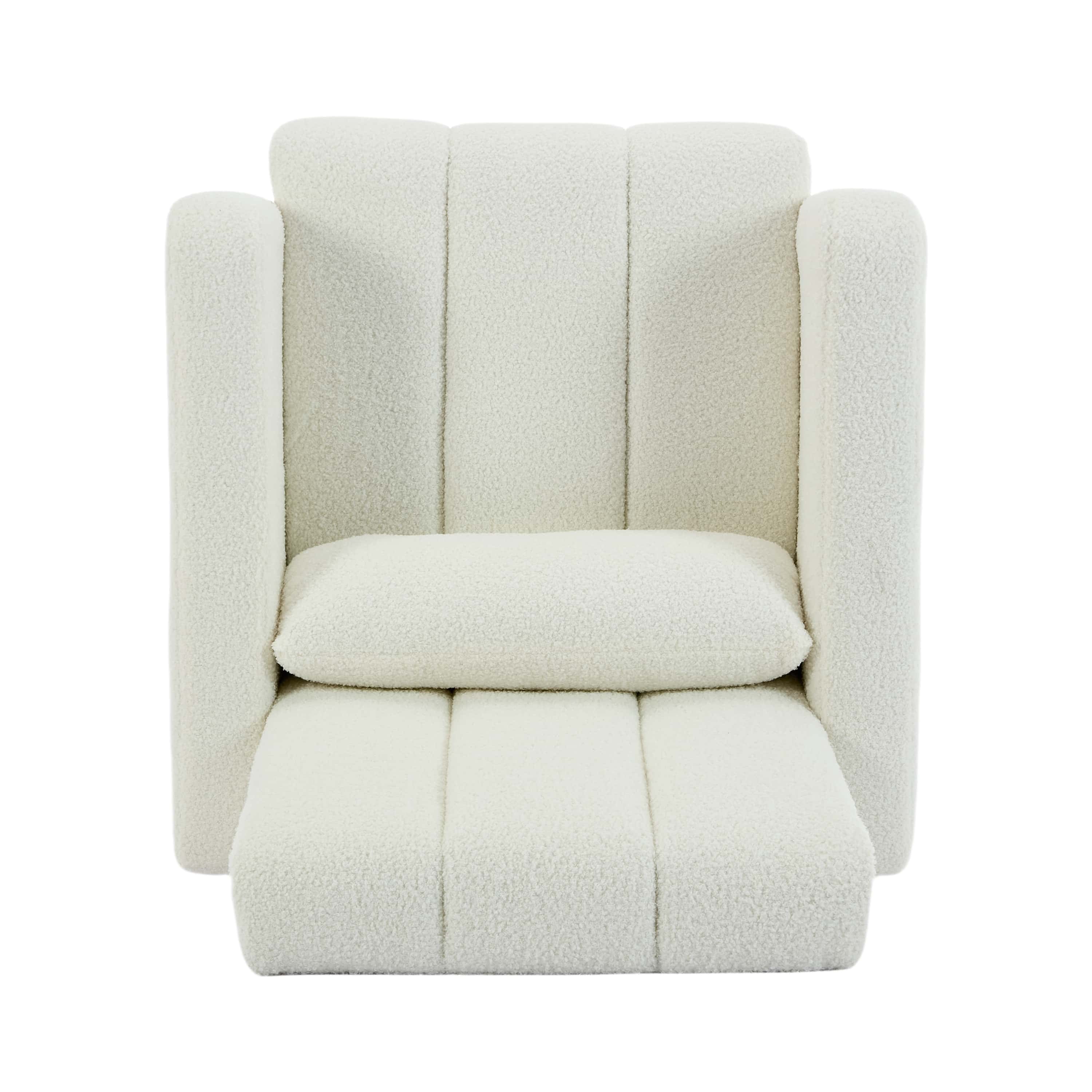 Miniyam Accent Rocking Chair with Pillow, Teddy Velvet,Cream White