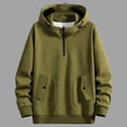 thumbnail image 2 of Txeol Army Green Quarter Zip Hoodies for Men Long Sleeve Hooded Sweatshirts Fall Casual Loose Fit Sweatshirt with Flap Pockets,L, 2 of 5