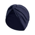 thumbnail image 4 of 2DXuixsh Turbans for Women Soft Tied Knot Fashion Cancer Turban Cap Chemo Headwrap Sleep Hat Autumn Winter Headscarf Hat Versatile Cotton Solid Color Hat Navy, 4 of 4