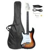 Glarry Left-Hand Electric Guitar Kit with Bag for Beginners, Brown