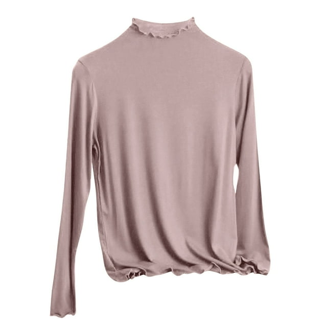 Womens Top,Casual Half High Neck Base Slim Inner Solid Color Long Sleeved High Neck,Shirts for Women