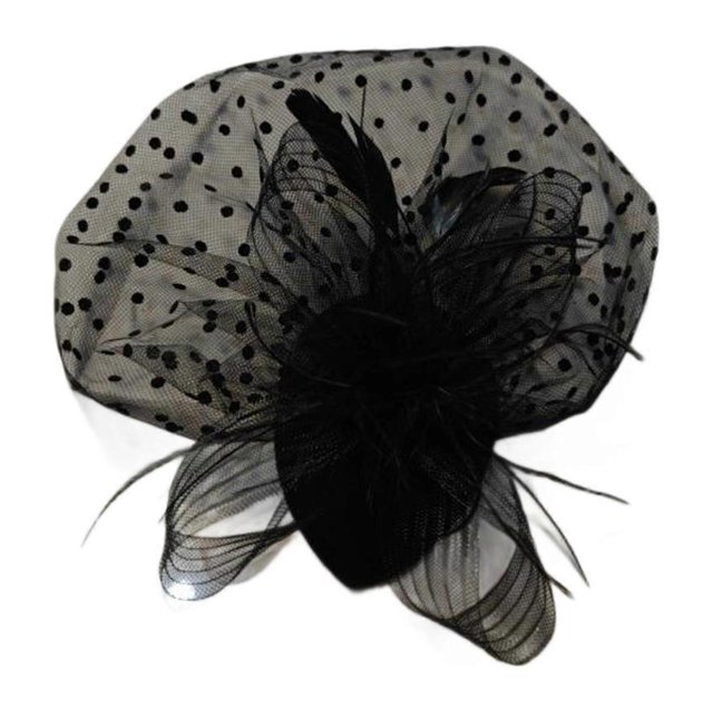 Women Dotted Fascinator Hat Delicate Flower Feathered Headwear for Girls Delicate Hair Accessories 1920s Clip