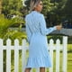 thumbnail image 5 of Vestido Tipo Túnica Para Mujer, Cómodo, Suelto, Estilo Retro, Amigable Con La Piel, Vestido A Rayas Para Mujer, Rayas Verticales Para Viajes ANGGREK azul cielo M, 5 of 5