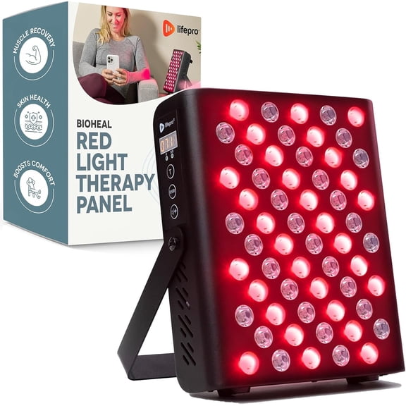 LifePro Red Light Therapy Panel – 660nm & 850nm Near Infrared Full Body LED Light Therapy for Daily Wellness – Includes Hanging Kit & Eyewear - Black