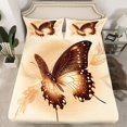 thumbnail image 2 of Manfei Wheat Gold Butterfly Twin Sheet Sets, Romantic Animal Print Twin Fitted Sheet, Vintage Leaf Botanical Flat Sheet, Microfiber Bedroom Decor, 3 Pieces, 2 of 7