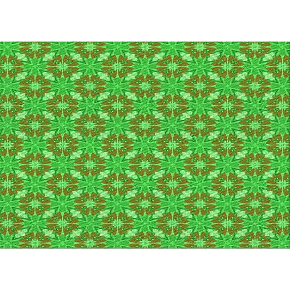 Ahgly Company Machine Washable Indoor Rectangle Transitional Neon Green Area Rugs, 6' x 9'