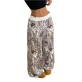 thumbnail image 3 of Pantalones harem informales elásticos de pierna ancha con cintura y estampado de camuflaje de hoja de arce for mujer, 3 of 5
