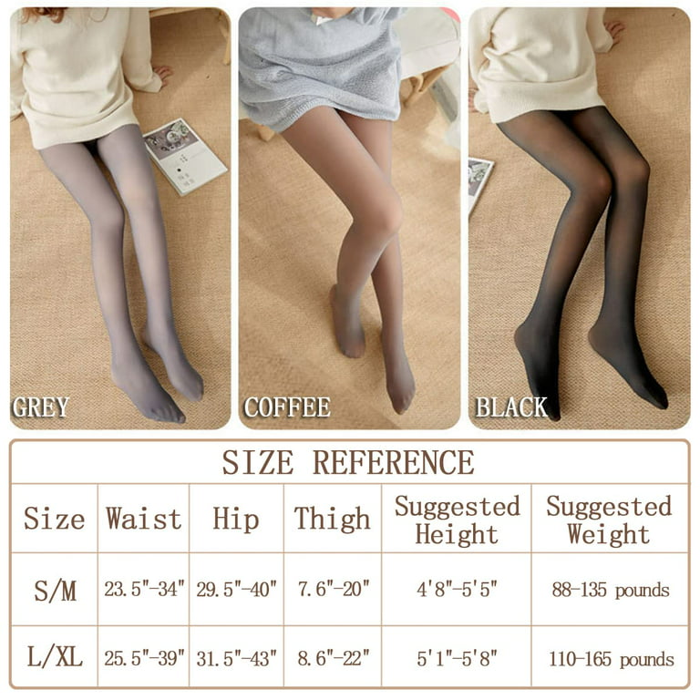 Piftif Warm Fleece Leggings for Women, Warm Sheer Dual Tone Thick Tights