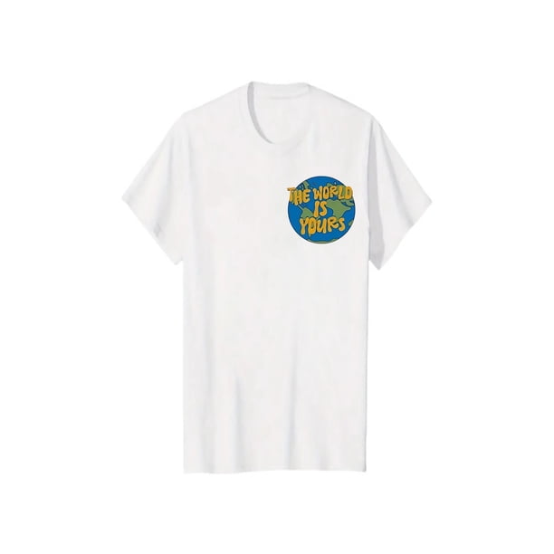 Men's Y2K Streetwear Graphic T-Shirt - 100% Cotton Crewneck Short Sleeve Tee with Double-Sided Print, Geometric Patterns & Regular Fit for all-Season Casual Wear, Breathable Clothing, Playful Des