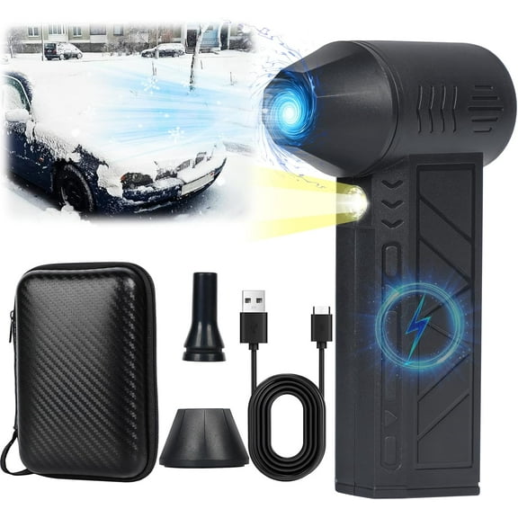 Snow Whiz Turbo Blower, Snowwhiz Turbo Blower with Led, Mini Turbo Snow Blower for Car,3 Gear Adjustable Super Power Turbo Breeze Electric Blower,Clear Snow 10x Faster