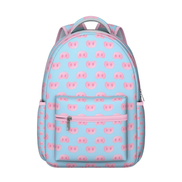 Farm Animal Pig Print Student Backpack Cute Cartoon Watercolor School Bag with Funny Pig Design Abstract Pattern Aesthetic Bookbag for Student