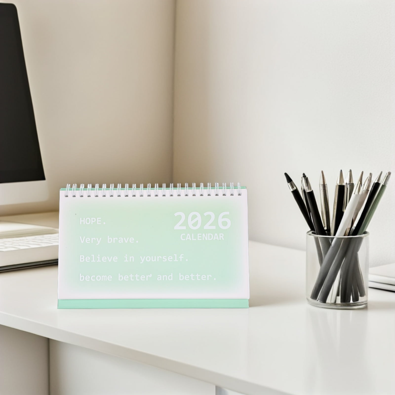 UPOUART Upouart 2026 Spiral Bound Desk Calendar PVC Home Office Decoration