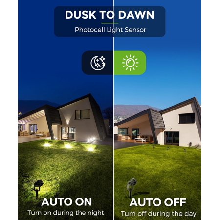 THESG-LOHAS Landscape Spot Lights Outdoor, 5W Dusk to Dawn Outdoor Lighting, LED Spotlights for Yard, 120V 450LM Outside Lights for House, 9.84-ft Cord, IP66 Waterproof 3000K, UL Listed 2 Pack