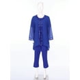 thumbnail image 3 of Mufeng Women 3 PCS Chiffon Pant Formal Suit with Tank Top Draped Cardigan Plus Size Mother of Bride Dress Set Evening Gown 02 Blue XL, 3 of 10