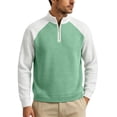 thumbnail image 6 of YOIAVAIOY Men's Quarter Zip Sweatshirts Waffle Knit Loose Fit Color Block Pullovers Stand Collar Sporty Casual Tops Green M, 6 of 6