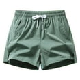 thumbnail image 2 of zeranth Men Summer Shorts Elastic Waist Drawstring Zipper Pockets Running Short Pants Solid Color Wide Leg Quick Drying Sports Travel Shorts, 2 of 7