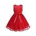 thumbnail image 4 of Robe de Demoiselle d'Honneur pour Fille, Rouge Foncé, Paillettes, Mariage, Fête, 8 Ans, 4 of 8