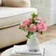 thumbnail image 4 of Arreglo floral artificial de rosa y lila | Ramo de peonía falsa para decoración de boda de verano, plástico resistente y resistente Blanco, rojo, morado, rosa, 12 pulgadas | Decoración de la, 4 of 6