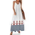 thumbnail image 2 of Nautical navy blue and white stripes with a red anchor Sleeveless Dress evening dress dress dresses Dress for pregnant women, 2 of 6