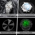 thumbnail image 5 of OLEVS Automatic Watches for Men Self Winding Mechanical Skeleton Luxury Dress Chronograph Gold Plated Stainless Steel Calendar Moon Phase Waterproof Luminous Mens Wrist Watches Reloj Para Hombre, 5 of 15