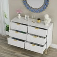 thumbnail image 3 of Anbuy 6 Drawer Double Dresser, Dual Chest of Drawers Dresser for Bedroom with Gold Handles (White), 3 of 10