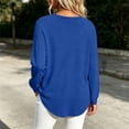 thumbnail image 6 of hoksml Women's V Neck Henley Long Sleeve T Shirt, 3 Button Front Curved Hem Casual Blouse, Loose Fit Basic Top Solid Colors, 6 of 6