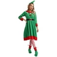 thumbnail image 4 of Zaldita Women Christmas Elf Suit Santa Helper Velvet Dress Xmas Holiday Party 7Pcs Outfits Green M, 4 of 7