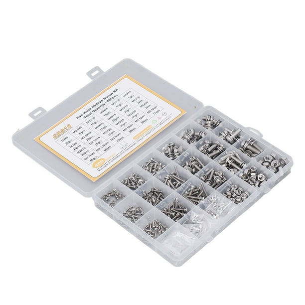 Kit surtido de arandelas y tuercas de tornillo, kit de tornillos de 480 piezas, juego surtido de arandelas y tuercas de tornillo, sujetadores de hardware, acabado de lujo