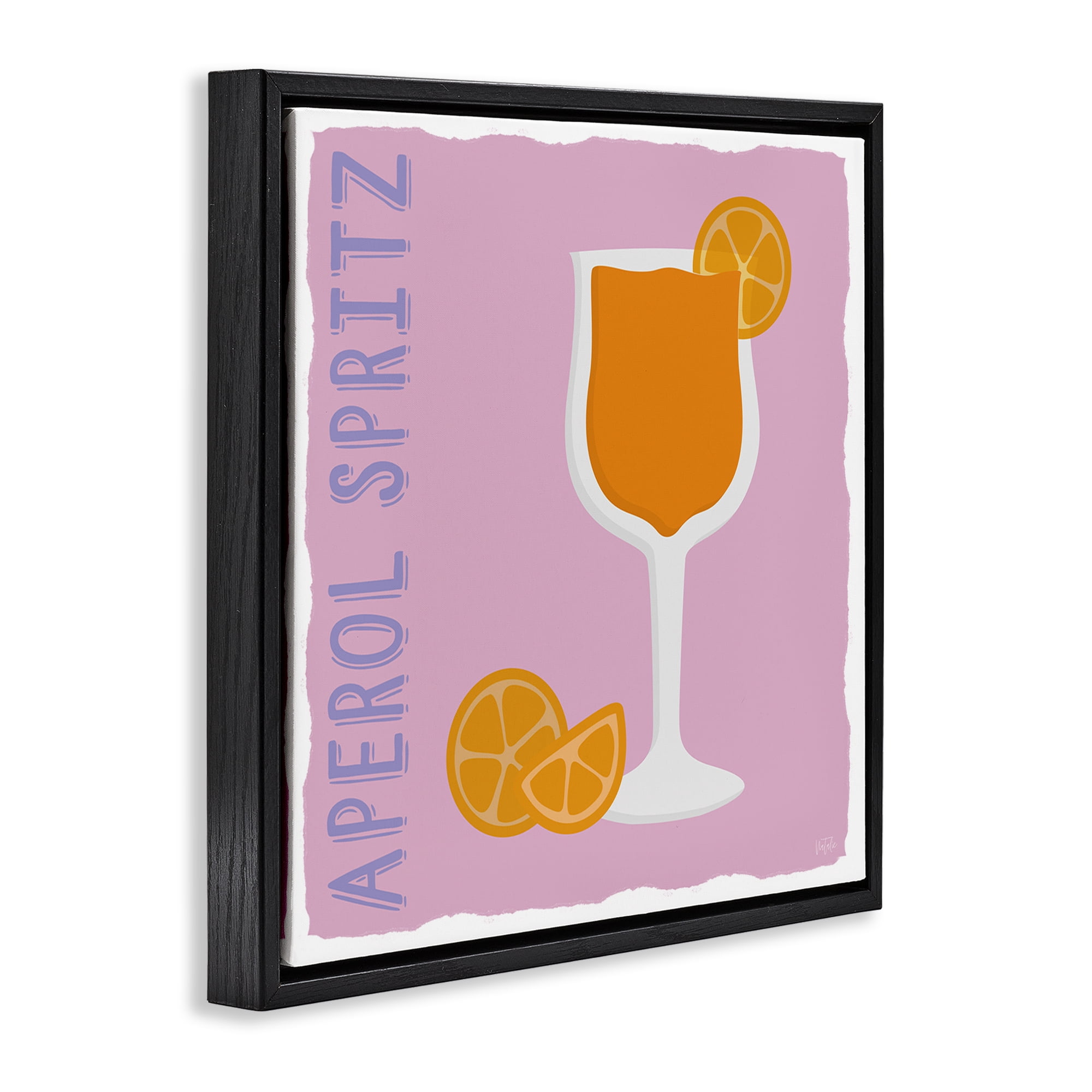 Stupell Industries Aperol Spritz Cocktail Food & Beverage Painting Black Floater Framed Canvas Art Print Wall Art, 18 x 18