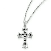 Sterling Silver Diamond Mystique Black/White Dia Cross Necklace (Weight: 0.99 Grams, Length: 18 Inches)