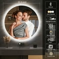 thumbnail image 2 of STARLEAD 32 inch Large Round LED Bathroom Mirror with lights,Dimmable,Touch,Wall Mounted,Anti-Fog,with Bluetooth, 2 of 8