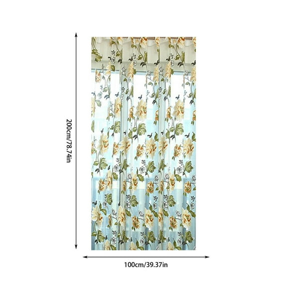 Beautynvta 2 pcs Peony Floral Sheer Voile Curtain, Soft Light Filtering Window Sheer Panels for Living Room Bedroom Glass Door, Decorative Curtain with Grommets, 39.4''x78.7''