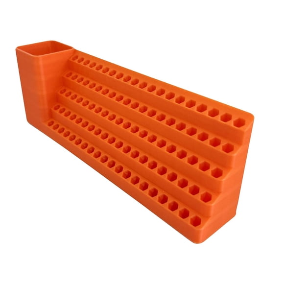 Barhoo Orange Cnc Drill Bit Organizer with Cup Holder - 4 Size Options Plastic Storage Rack for Drill Bits and Tools - Ideal for Workshop and Garage Organization and Tool Management