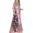 thumbnail image 4 of Sakkas Anahi Flowy Design V Neck Long Caftan Dress / Cover Up With Rhinestone - FOR271-Red - One Size, 4 of 5