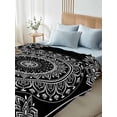thumbnail image 4 of Black Boho Twim Size Flat Sheet, Wrinkleproof & Fadeproof Cooling Flat Bed Sheet Only, Retro Farmhouse Neutral Abstract Geometric Breathable Soft Bedding Top Sheets 66 x 96 Inches, 4 of 8