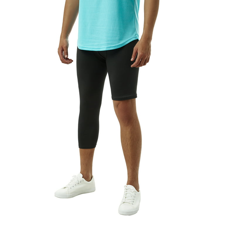  Men's One Leg Compression Capri Tights Pants Athletic Base  Layer Underwear Sports Leggings (L, Black-L) : Clothing, Shoes & Jewelry