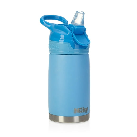 Nuby Thirsty Kids No Spill Flip-It Reflex Stainless Steel Sippy Cup, 10 oz, Blue